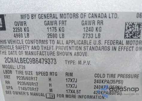 2011 Chevrolet Equinox Ls from USA, damaged, VIN 2CNALBEC9B6479373